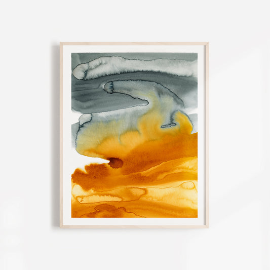 abstract land in ochre and blue