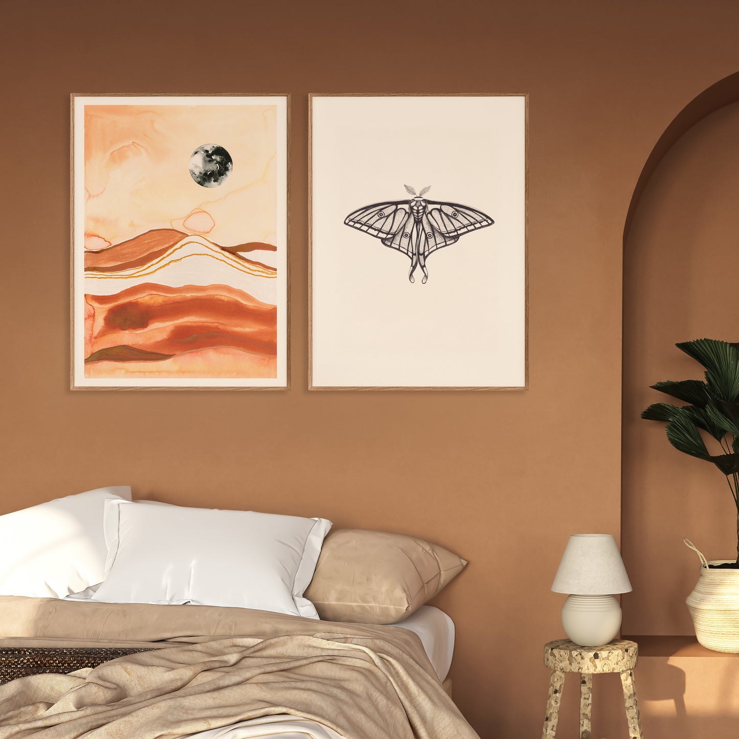 Moon and Moth II - Set of 2 curated artworks