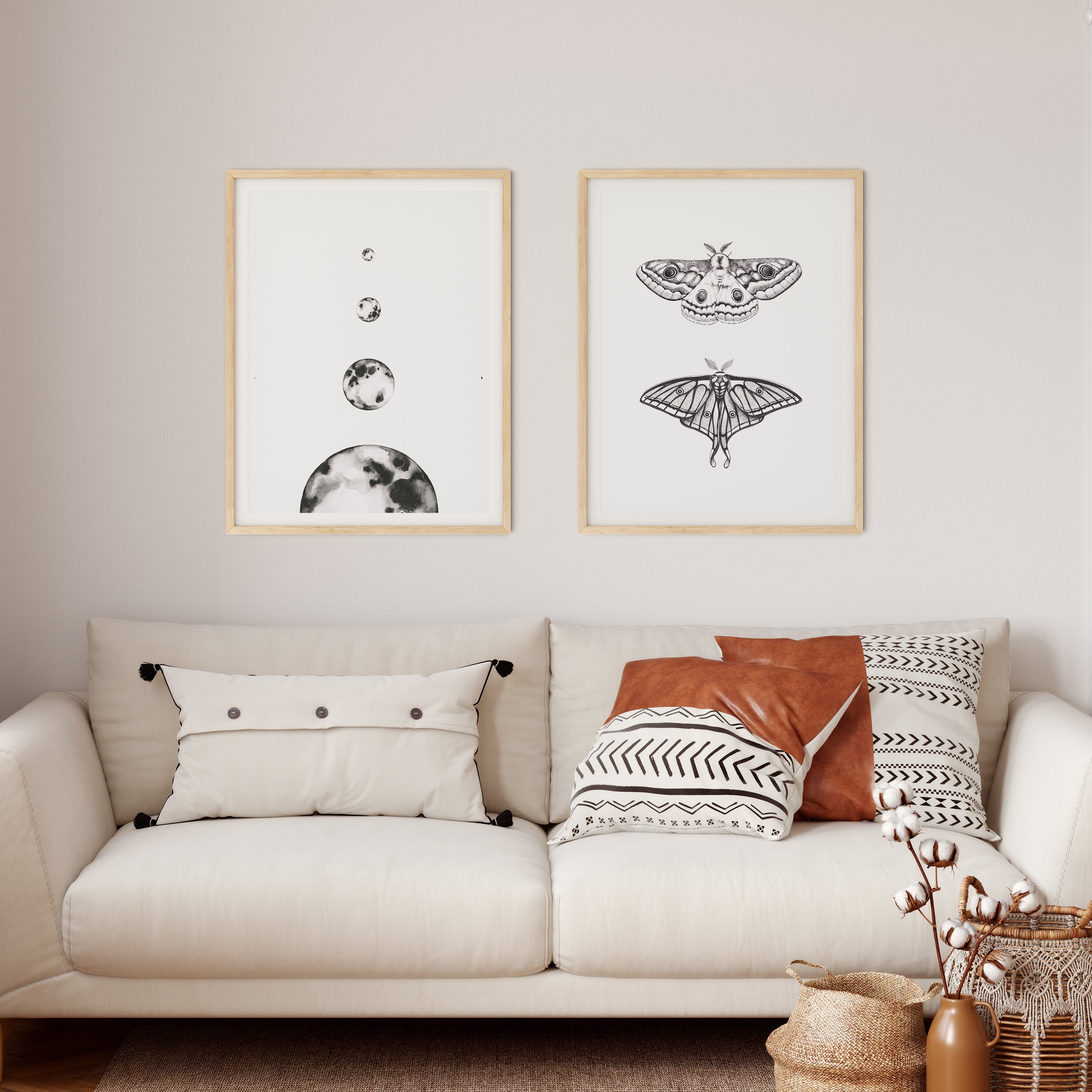 Moon and Moth I - Set of 2 curated artworks