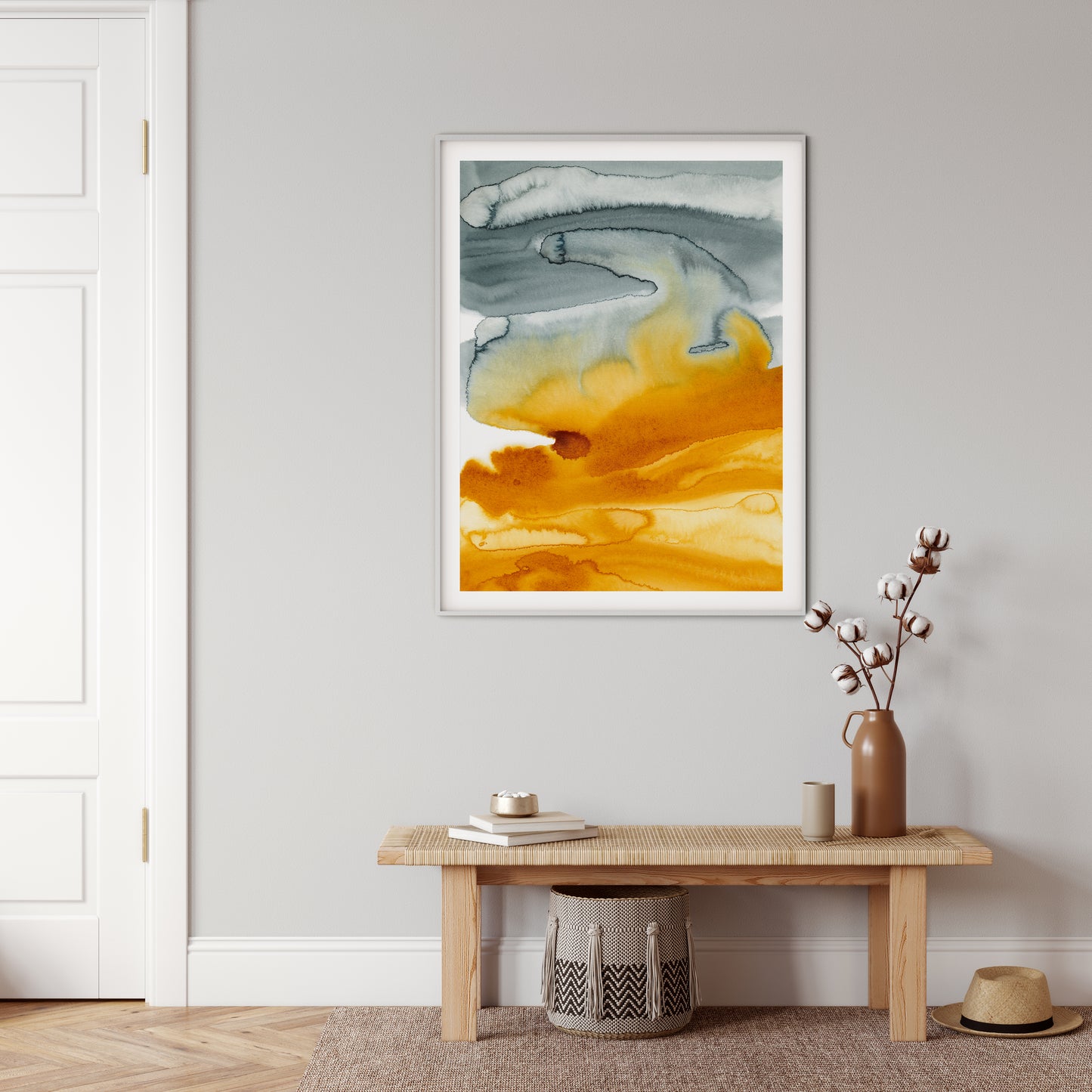 abstract land in ochre and blue