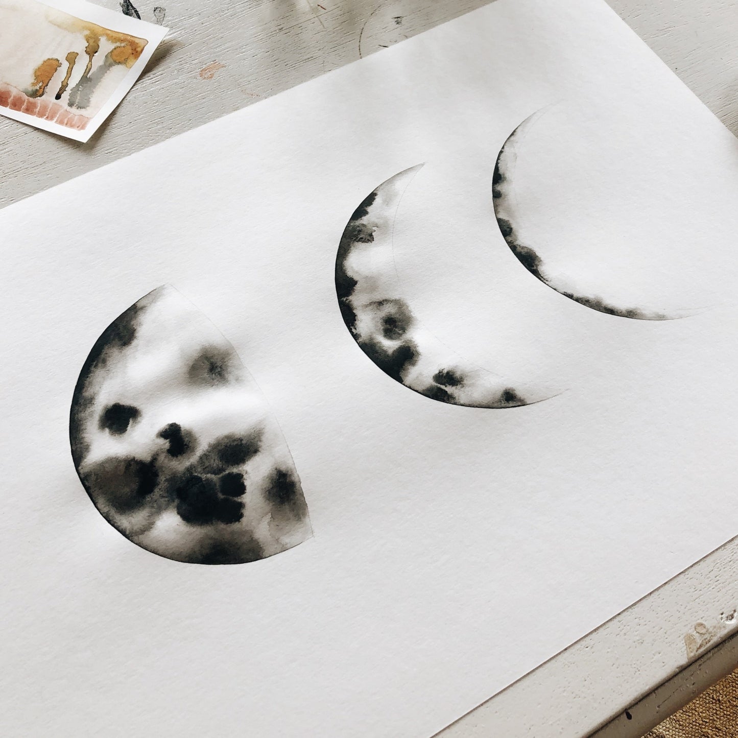 Triple Moon Phase Portrait ~ on white