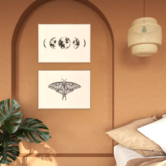 Moon and Moth II - Set of 2 curated artworks