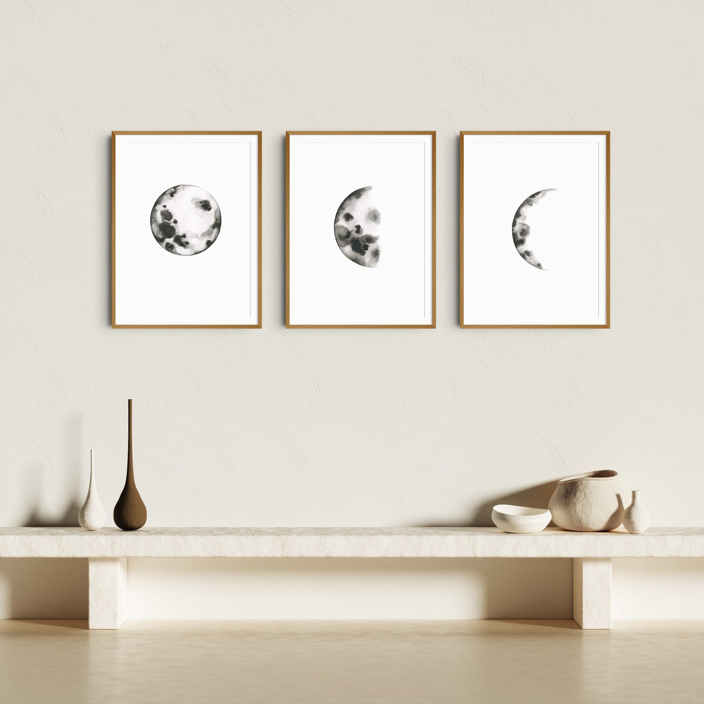 Lunar Phase triptych - Set of 3 curated artworks