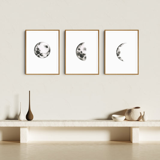 Lunar Phase triptych - Set of 3 curated artworks