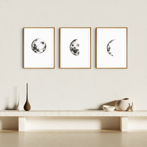 Lunar Phase triptych - Set of 3 curated artworks